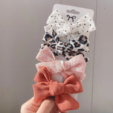 Leopard Print Hairpins Bowknot Hair Clips For Cute Girls Cotton Safty Barrettes Hairgrip Headwear Kids Hair
