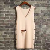 long knitted vest sleeveless sweater autumn and winter new loose wild waistcoat knitted