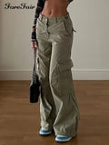 Y2k Casual Cargo Pants Women Fashion Low Waist Trousers 2022 Autumn Overalls Baggy Straight Jeans Fairycore 90s