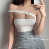 Irregular Lace Ruffle Super Sexy Hollow Out 3 Ways To Wear Slim Tube Top Fold Tops Tank Camis Women Girl Female