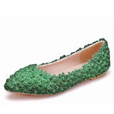 Bridal Shoes Handmade Wedding Shoes Color Flat-Soled Wedding Shoes Bridesmaids Performance Flat Heel Single
