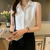 Style Summer Solid Color Basic Vest Vest Women Wear A Shirt Sleeveless Chiffon Bottom Inside The