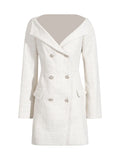 2025 New Fashion Temperament One Word Shoulder Long Sleeve Waist Design Sense Pocket Stitching Advanced Sense