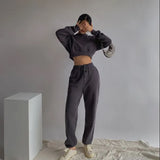 Autumn Spring Two Piece Set Women Tracksuits Harajuku Sweatshirts Elastic Waist Sweatshirt
