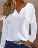 Sleeve Hollow Solid Color Stitching Shirt
