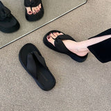 Fire Thick Bottom Flip-Flops Women Wear 2025 New Net Red Niche Feel Cool Toe Beach
