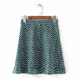 Dots Mini Skirt Green White Saia High Waistline Faldas sexy Skirts 2020
