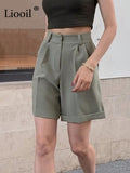Suit Shorts Women 2022 Straight Leg Mid Waist With Zipper Button Pockets Ladies Summer Clothes Casual Loose Short