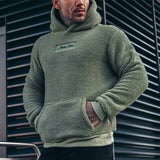 Solid Warm Fleece Woolen Hoodie Top Men Autumn Winter Long Sleeve Hooded Sweatshirts Casual Loose Pullover For Mens