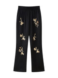 Sequin Straight Pants 2 Piece Set For Women Fashion Lapel Long Sleeves Buttons Shirts Suit 2024 Summer Lady Commute