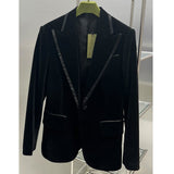 Spring Luxury 2 Piece Velvet Blazer Set Women Long Sleeve Turn Down Collar Blazer High End High Waist Knee Length Suit