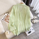 Design Sense Loose And Thin Ice Silk Chiffon Shirt Women's Wear Summer 2025 New Sunscreen Shirt Foreign Style Coat-Outfit