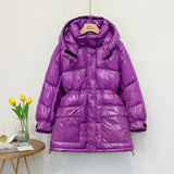 2021 90% White Duck Down Jacket Winter Bright Coat Women Snow Clothes Loose Medium long Female Down Parka