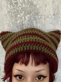 Hand Made Horn Detail Striped Knitted Hat- Outfit