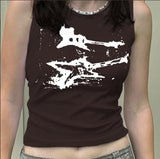 Zingj Doodle Color Print Thread Sleeveless Vest Spring / Summer 2023 New Diablo Hipster Skinny