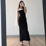 Black Off-shoulder Tie Up Midi Dress- Outfit