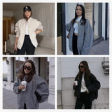 New Loose Casual Coat Street Standing Collar Dark Button Coat Casual Jacket