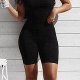 Women Thin Fitness Casual High Waist Fashion Biker Shorts Summer Slim Knee-Length Bottoms Black Cycling Shorts