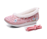 Zingj Shoes, Hanfu Shoes Single Shoes / Cotton Shoes Ancient Costume Ming Embroidered Cloth Shoes Warped Head