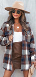 Autumn And Winter City Casual Shirt Long Sleeve Lapel Loose Type Women's Woolen Plaid Coat Two Wear-Outfit