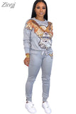Two Piece Set Women Track Suit Tops And Pants Hooded Suit Fashion Big Sequins Jogging Femme Sets Two Piece Outfits Sweat