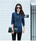 Shirt women 2019 Long Sleeve Slim Casual Vintage Elastic Ladies Denim Shirts Tops Blusas Feminina Woman Blouses and