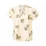 Independently Designed And Developed A New Casual Summer V-Neck Printed Lotus Leaf Sleeve