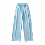 Zingj New Summer Thin Sports Trousers Women's Solid Color Loose Rope Harlan Trousers Feet High Waist Casual