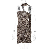Leopard Print Draped Tube Mini Dress-Outfit