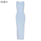 Spring Summer Sexy Backless Fashion Simple Black Rib Knitting Maxi Dress Office Lady Streetwear Casual Women's