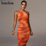 Women Autumn Summer Sleeveless Printed Bodycon Slim Package Hip Dress 2021 Female Clothing Streetwear Wholesale