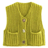 Autumn Street Shirt Fashion Cute Crochet Wool Vest Knitted Thick Knitted Vest Women's