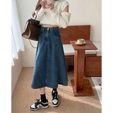 Zingj Sense Splicing Denim Skirt A Word Umbrella Skirt Spring Korean Version 2024 New High Waist Show Thin Skirt Women's