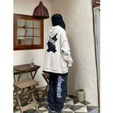 ins retro print women's jeans street hip-hop high waist straight wide leg trousers y2k men's and women's jeans cargo