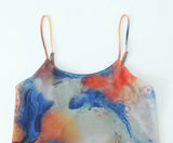 Tie Dye Tulle Long Dress Women Summer Slip Bodycon Dress 2023 Backless Sexy Summer Dresses Midi Evening Party