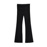 Zingj Trendy Women's Wear In Spring, The New Double-Layer Waist-Turning Sports Leisure Pants, Spicy Girls' Stretch Slimming Micro-Horn