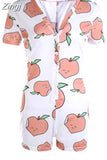 Women Sexy V-Neck Bodycon Bodysuit Casual Printed Button Sleepwear Jumpsuit Shorts Romper Leotard Sexy Ladies Summer Pajamas