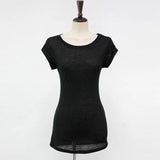 High Quality Plain T Shirt Women Cotton High Elastic Basic 2021 Summer Tops Short Sleeve Sexy Thin T-shirt See