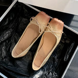 Zingj Upgrade ~ Bow Tie Pig Nose Shoes Female Autumn 2024 New Full Skin Ballet-Outfit