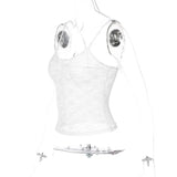 White Lace Sheer Tank Top-Outfit