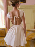 Short Sleeve Backless Mini Dress- Outfit