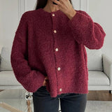 2024 New Loose Retro Pin-Knit Sweater Long-Sleeve Cardigan Jacket Female-Outfit