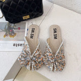 Women Wear Outside The Summer 2025 New Small Flowers Flat Bottom Fish Mouth Cool Drag Fashion Pedal Pedal Half