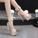 Zingj Model Shoes Fine Heel Sexy Black Waterproof Table 13Cm15cm Hate Sky High Heel Sandals Female