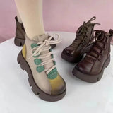 Up Elegant Woman Boots Flat Heel Round Toe Shoes Winter Footwear Boots-Women Ankle Genuine 2022 High Heel Rock Ladies