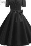 Women Vintage Dress Summer 50s 60s Retro Pin Up Swing Rockabilly Vestidos Elegant Black Polka Dot Office Party