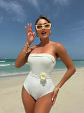 2024 New One-Clothing Multi-Clothed Drawstring With Small Flower Swimsuit Bikini