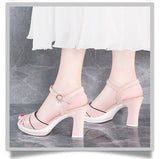 Zingj Heel Sandals 2023 Summer New White High Heel Women's Shoes Fashion Versatile One Word Buckle In The Heel Fish Mouth Shoes Women- Outfit