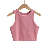 Zingj Yoga Female Training Double Layer Ultra Short Solid Color Vest-Outfit