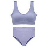 Sexy Seamless Tops Set High Waist Panties Women Wireless Underwear Suit Soft Padded Bras Set Backless Bralette